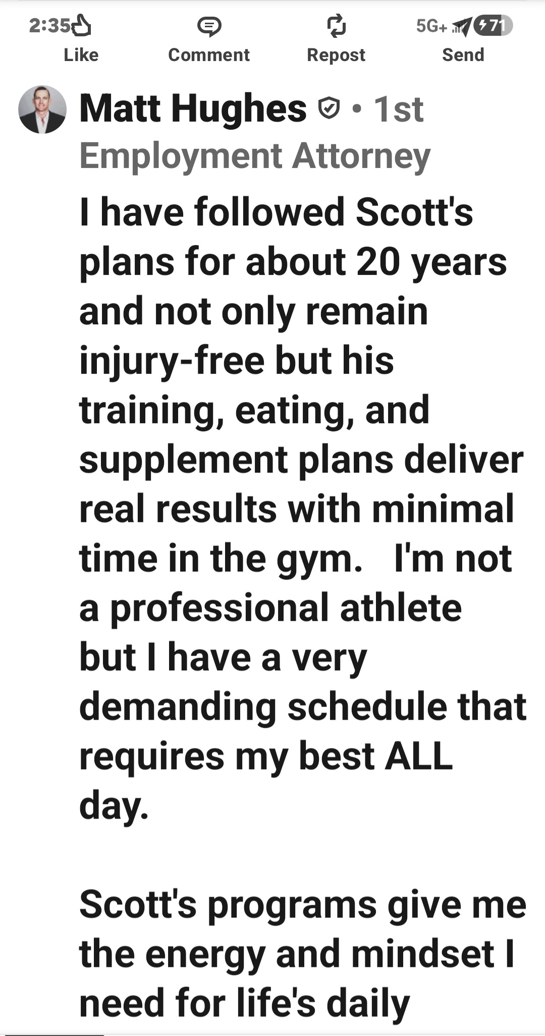 20 year personalized client success working with Scott H. Mendelson